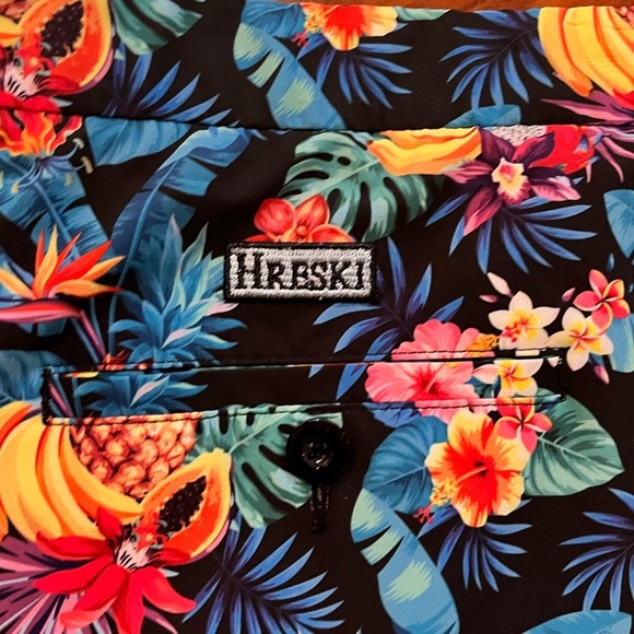 HRESKI Shirts Men’s Sz 46 EUC Summer Perfect Gold Swim Active Colorful Tropical - Picture 7 of 7